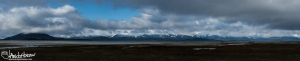 This is a panorama captures the mountain range across Favorite Channel from Eagle Beach. 